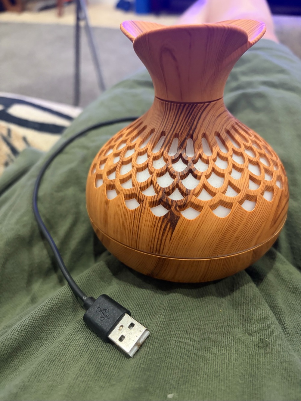 Wood Style Plastic USB Essential Oil Diffuser - Natural Brown
